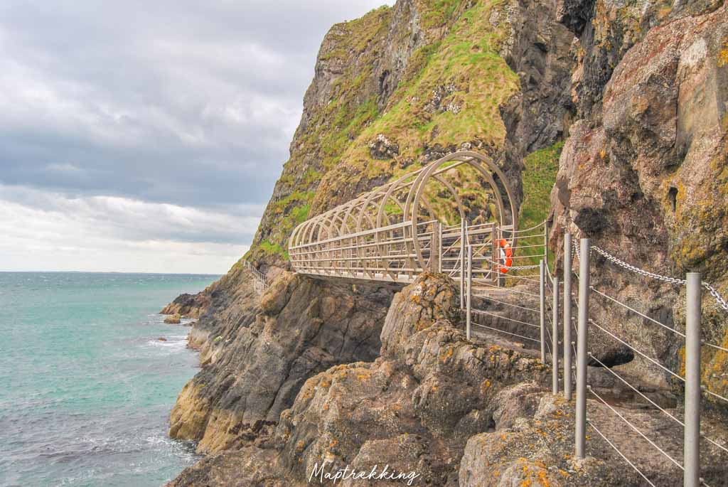 the Gobbins Cliff Path is a cool tour to take on the Antrim coast where you can see sea birds nesting and amazing marine life and pretty blue water, there are tons of safety equipment so you'll never wonder is Northern Ireland safe?