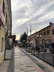 With limited time in Albania we took a shot at the Ebu Bekër Mosque here in the heart of Shkoder. Cobbled streets with a dipping sun. The white shines above all in the mosque towers and ceiling.